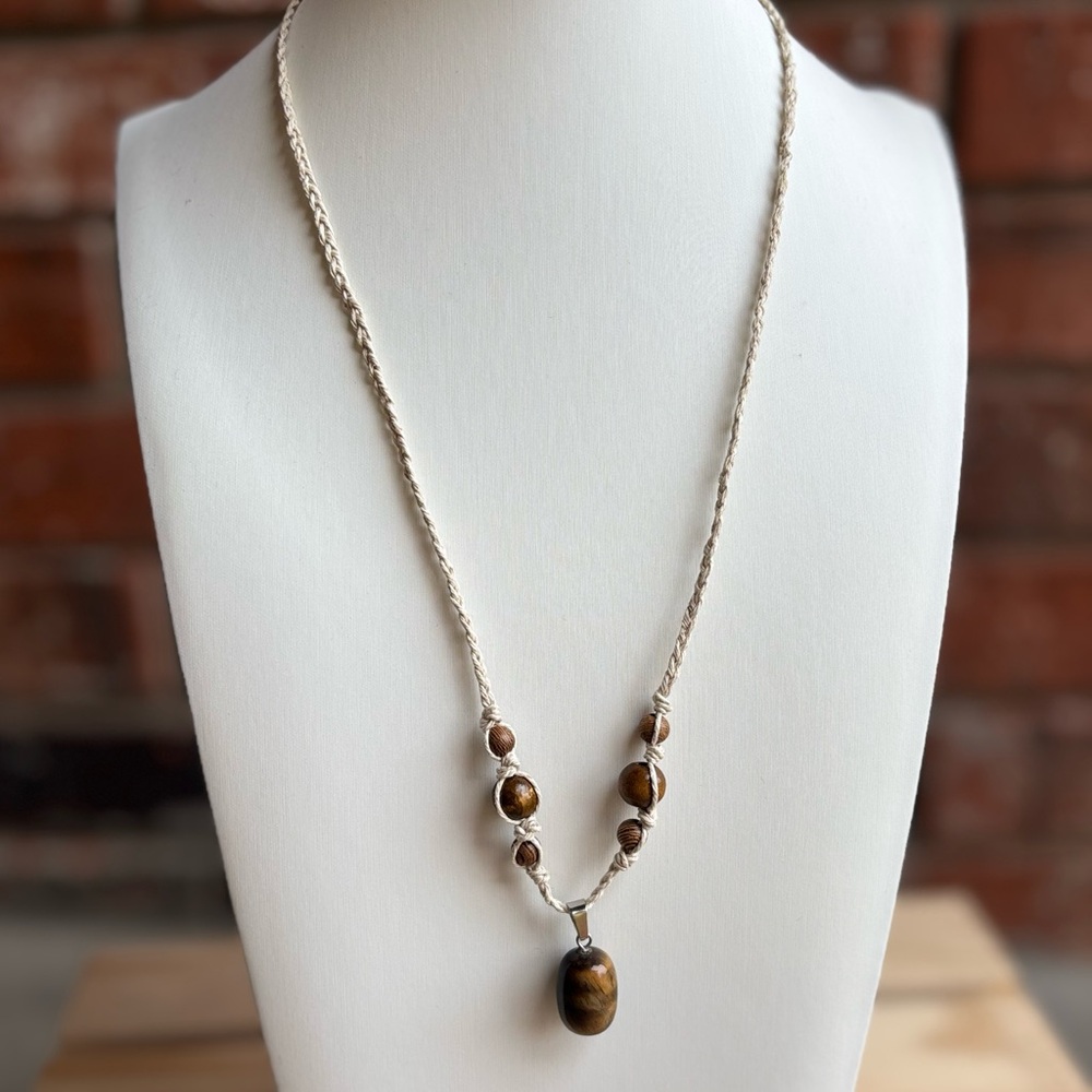 Handmade Brown Tigers Eye Pendant Necklace